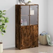 Torana - Buffet haut avec portes chêne fumé 68x37x142 cm bois ingénierie