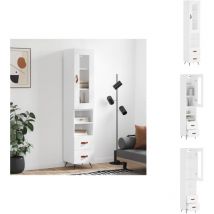 Buffet haut Blanc 34,5x34x180 cm Bois d'ingénierie - Buffet Design Moderne - Meuble Rangement Cuisine - Armoire Blanche - Buffet Bas Prix - Buffet