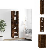Buffet haut Chêne fumé 34,5x32,5x180 cm Bois d'ingénierie - Buffet Design - Meuble Rangement - Buffet Chic - Buffet Moderne - Buffet Cuisine