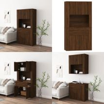 Buffet haut Chêne marron Bois d'ingénierie - Buffet Design - Buffet Moderne - Buffet En Bois - Buffet Rangement - Buffet Mural - Home & Living