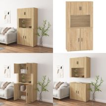 Buffet haut Chêne sonoma Bois d'ingénierie - Buffet Design - Buffet Moderne - Buffet En Bois - Buffet Rangement - Buffet Mural - Home & Living