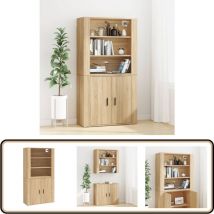Buffet haut Chêne sonoma Bois d'ingénierie - Buffet Design - Buffet Moderne - Buffet En Bois - Buffet Rangement - Mobilier Salon