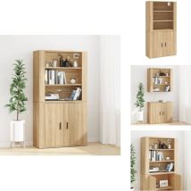 Buffet haut Chêne sonoma Bois d'ingénierie - Buffet Design - Buffet Moderne - Buffet En Bois - Buffet Rangement - Mobilier Salon