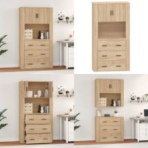 Buffet haut Chêne sonoma Bois d'ingénierie - Buffet Design - Buffet Moderne - Buffet En Bois - Buffet Rangement - Buffet Mural - Home & Living