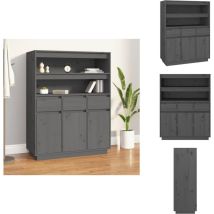 Vidaxl - Buffet haut Gris 89x40x116,5 cm Bois massif de pin - Buffet Design Moderne - Meuble Rangement Cuisine - Commode Bois Massif - Bibliothèque
