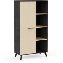 Demeyere - Buffet Haut H 153,9 Cm - Kent - Chene De Fil / Sidewalk - 1 Porte - 4 Niches