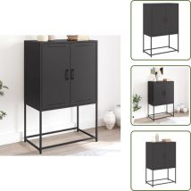 Buffet haut noir 68,5x38,5x107 cm acier - Buffet Design Industriel - Meuble Rangement - Buffet Noir - Buffet Acier - Buffet Hauteur