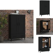 Buffet haut noir 70x31x115 cm bois d'ingénierie - Buffet En Bois - Meuble De Rangement - Style Industriel - Buffet Noir - Buffet Moderne
