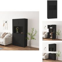 Buffet haut Noir Bois d'ingénierie - Buffet Design Moderne - Buffet Noir - Buffet Rangement - Meuble Tv - Armoire Haute