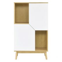 Miliboo - Buffet haut scandinave bois clair et blanc 2 portes L70 cm talia