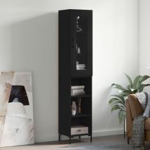 Buffet haut, Enfilade, Armoire de cuisine Noir 34,5x34x180 cm Bois d'ingénierie WFE427268 Maison Chic