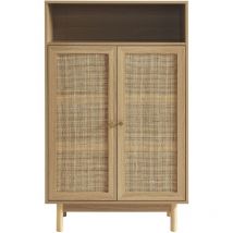 Baïta - Buffet helena effet chêne et cannage rotin 2 portes 80 cm