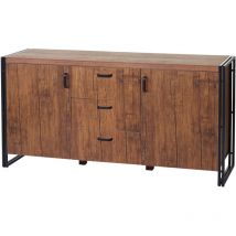 Buffet HHG 040, Commode Bahut Armoire 80x160x40cm Structure 3D, Chêne Sauvage
