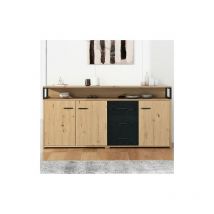 Hommoo - Buffet industriel avec trois portes et trois tiroirs, armoire de cuisine avec poignées en métal 150 x 35 x 75,9 - bois