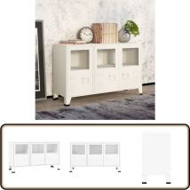 Buffet industriel Blanc 105x35x62 cm Métal et verre - Buffet Industriel - Meuble De Rangement - Buffet Blanc - Buffet Metal - Buffet Design