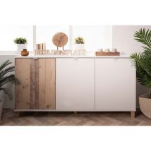 Zenzero Shop - Madia Kilsbo con 3 ante in finitura Bianco opaco e Legno vecchio