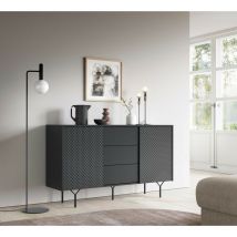 Azura Home Design - buffet long 144 cm 2 portes 3 tiroirs anthracite mat - raven 1