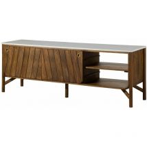 Buffet Manguier 185x45x65 marron huilé / marbre véritable los angeles 06 - brun / blanc