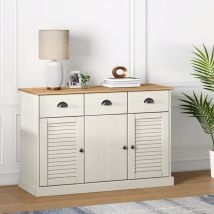 Buffet, Enfilade, Armoire de cuisine avec tiroirs vigo 113x40x75 cm blanc bois massif de pin pwfn31142 design in