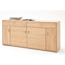 Buffet, meuble de rangement coloris chêne massif bianco huilé - Longueur 184 x Hauteur 89 x Profondeur 45 cm Pegane