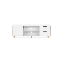 Buffet Meuble de télévision blanc de style scandinave - Bois Blanc - Bois massif, MDF