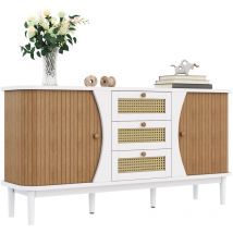Buffet, meuble en rotin avec tiroirs, commode à portes coulissantes
