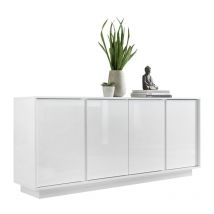 Meublorama - Buffet mit 4 Türen, Kollektion cream, in glänzendem Weiß lackiert, ideal für ein modernes Wohn- oder Esszimmer.