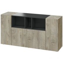 CALICOSY - Buffet 3 Portes dont 1 battante et 3 Niches Tamiko - L150 cm