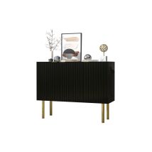 Buffet moderne en MDF robuste, étagères réglables et pieds en métal, adapté à la salle à manger, au salon et à la cuisine (Noir)