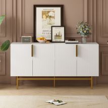 Tanant - Buffet avec 4 portes 152cm, poignée en métal doré, espace de rangement, meuble salle à manger, buffet salon blanc Scandinave, Blanc