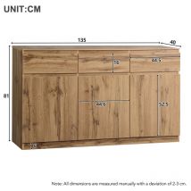 Aiducho - Buffet Multifonctionnel En Aspect Bois - 3 Portes, 3 Tiroirs, Spacieux Pour Cuisine Et Salon - 135x40x81 Cm