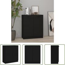 The Living Store Buffet Noir 60x30x70 cm Bois d'ingénierie - Buffet Noir - Meuble Rangement - Commode Moderne - Mobilier Salon - Décoration Intérieur