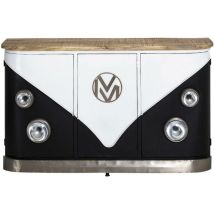 Made In Meubles - Buffet noir avec plateau en bois de manguier Combi