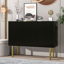Wishdor - Buffet noir, buffet salon avec étagères réglables et pieds en métal, pour salle à manger, salon et cuisine