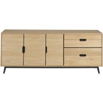 Hellin - Buffet bas nordique en chêne naturel 3 portes + 4 tiroirs L200 - joyce