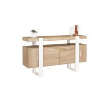 Idmarket - Buffet 140 cm phoenix 4 portes bois et blanc
