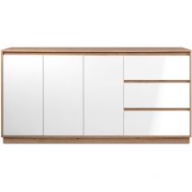 Phoenix - Buffet Décor chene artisan / blanc hgl - 3 portes - 3 tiroirs - 178 x 88 x 40 cm