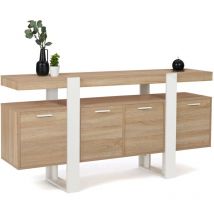 Idmarket - Buffet 160 cm phoenix xxl 4 portes bois et blanc