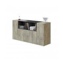 Abitare - Séjour séjour 150 cm avec trois portes et trois pièces en chêne et gris anthracite - Mineo