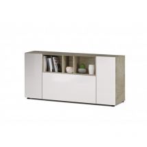 Abitare - Buffet 150x41 cm blanc mat et chêne avec trois portes - Empoli