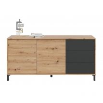 Abitare - Madia 154 cm chêne nordique et gris anthracite - Mineo