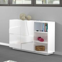 Ahd Amazing Home Design - Buffet salon et salle à manger 2 portes 3 placards blanc Ping Komode