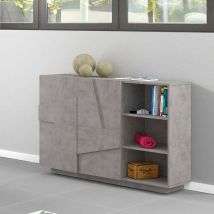 Ahd Amazing Home Design - Buffet salon salle à manger 2 portes 3 placards Ping Komode Concrete