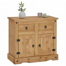 Idimex - Buffet en pin salsa style mexicain, avec 2 portes et 2 tiroirs