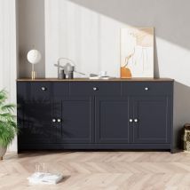 Tanant - Buffet avec 3 tiroirs et 4 portes 160cm, design bicolore, grands rangements, Buffet de Scandinave , Noir