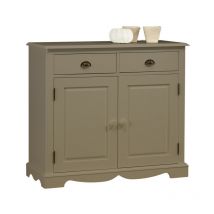Beaux Meubles Pas Chers - Buffet 2 Portes 2 Tiroirs Gris Taupe 2 Niches Style Anglais l 101 h 90 p 42 cm - marron