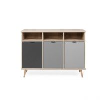 Argonauta - Credenza Tre Vani Sonoma Grigio Piedini Rialzati 120x40x88 cm