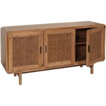 Décoshop26 - Buffet trois portes avec 4 compartiments de rangement en rotin bois acacia 82x160x45 cm 040005996
