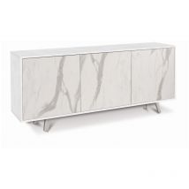 Iperbriko - Buffet trois portes en marbre blanc oxyde 177x41x h74 cm