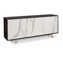 Sarmog - Meuble bas trois portes en marbre noir oxyde 177x41x h74 cm
